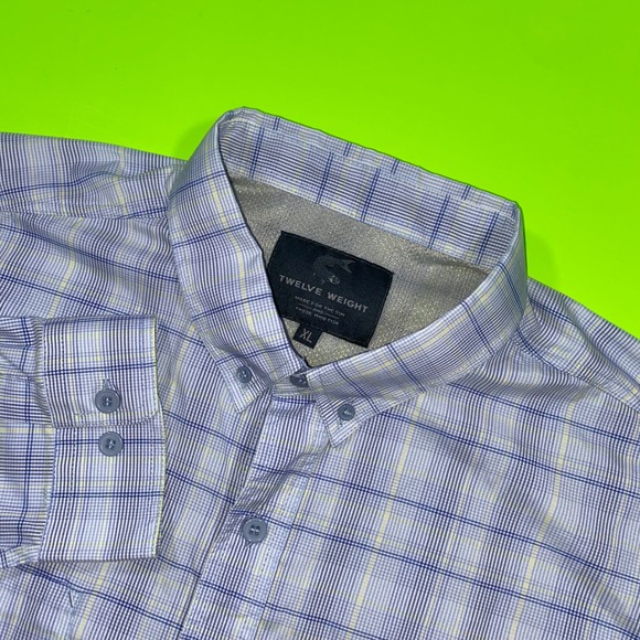 Twelve Weight Other - Twelve Weight Mens XL Blue Plaid Vented Long Sleeve Fishing Shirt Button Down
